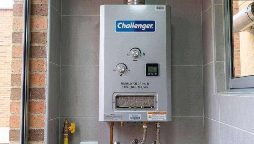 Calentador de paso a gas instalado tras una reparación de calentadores Challenger en Cali profesional.