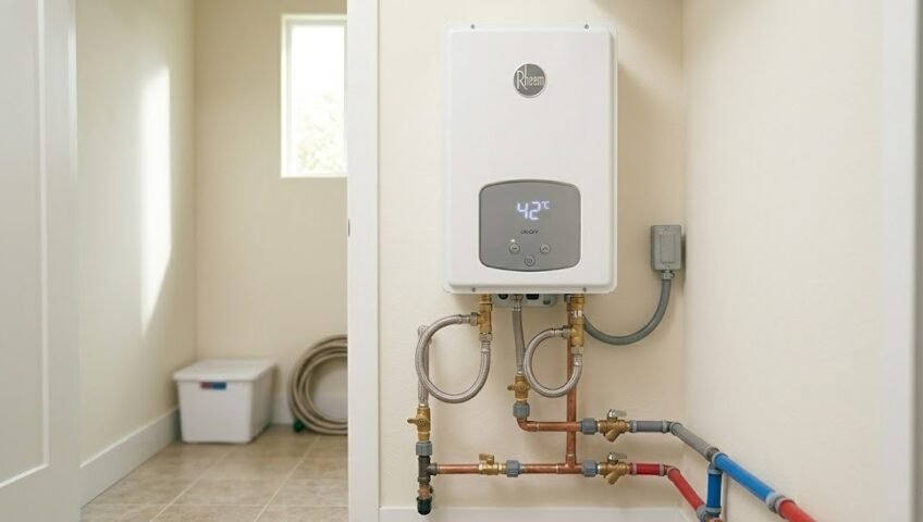 Especialista realizando el servicio técnico de calentadores Rheem en Cali a domicilio.